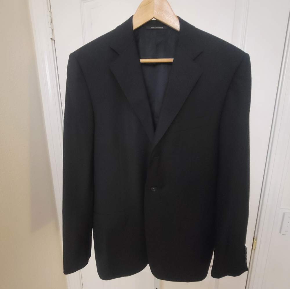 Zegna Black 3 Button Suit Coat 38R